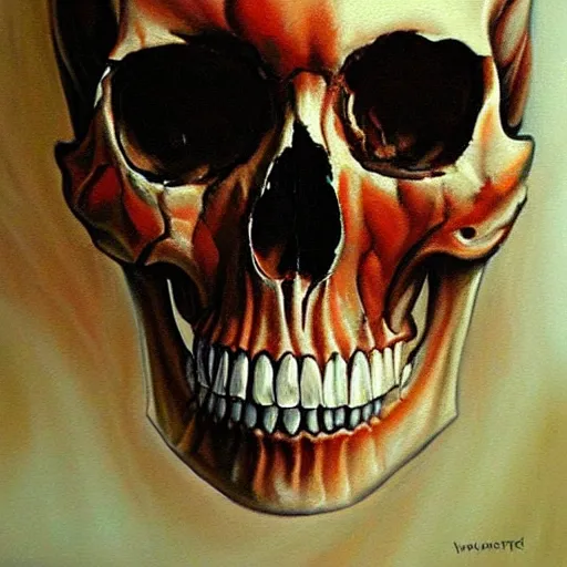 Prompt: oil painting skulls and tears detailed realistic by kristen margiotta