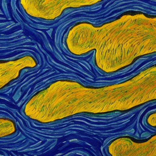 Image similar to painting of monterey bay, california, in the style of van gogh