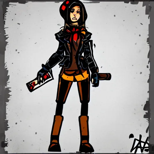 Prompt: Audrey the Grave Robber from Darkest Dungeon 2 dressed in modern-day clothes