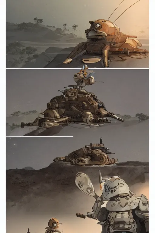 Image similar to anthropomorphic rodent with white and black ancestral ornate japanese tactical gear on an abandonment desert planet, long shot, rule of thirds, golden ratio, graphic novel by fiona staples and dustin nguyen, by beaststars and orange, peter elson, alan bean, studio ghibli, makoto shinkai