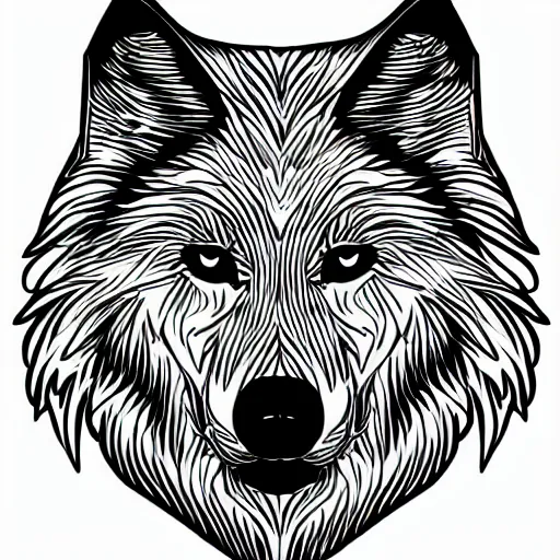 Image similar to wolf template base, line art, simple, no color, high quality, HD, 8K