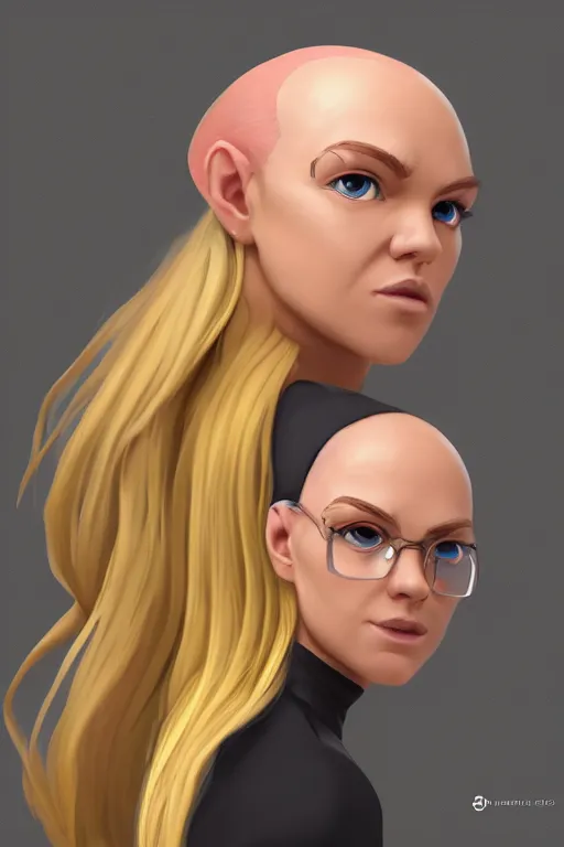 Image similar to a portrait of a blonde inkling with a huge forehead, concept art, trending on artstation 3 d.