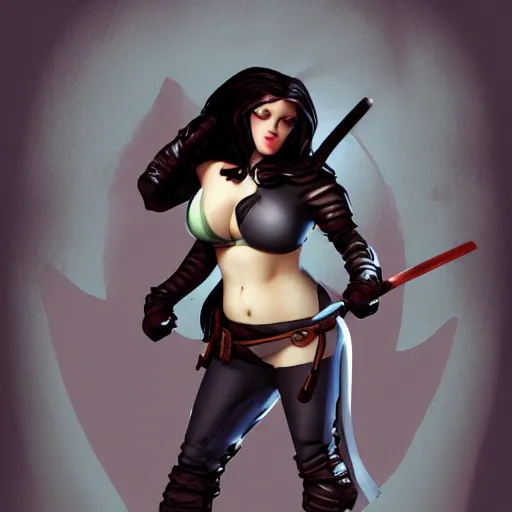 Prompt: curvy medieval rogue girl artstation