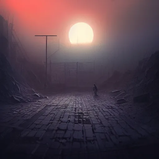 Image similar to eerie black sun rises over a wasteland, highly detailed, digital painting, artstation, concept art, sharp focus, illustration, by Evgeny Lushpin