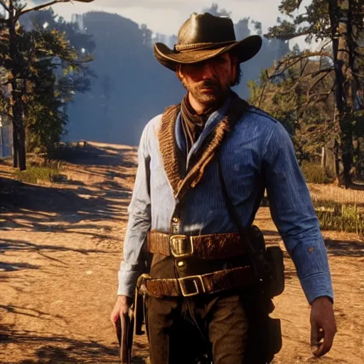 Image similar to raph fiennes stars as uncle in the playstation 4 video game red dead redemption 2, high quality screenshot