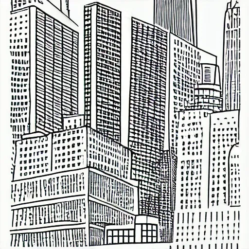 Prompt: line art of New York City, cover art, minimalist, curved strokes