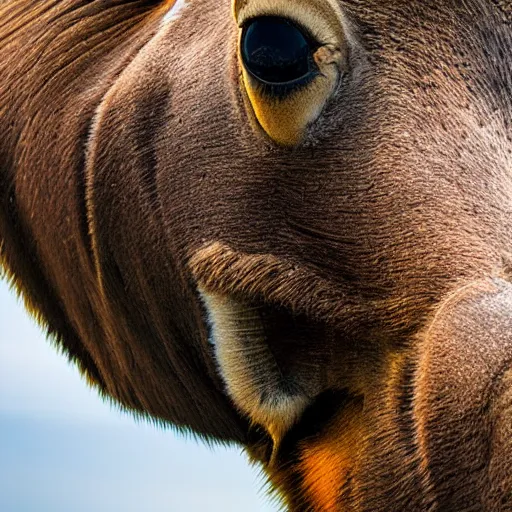 Image similar to close - up fisheye photo of a moose's face