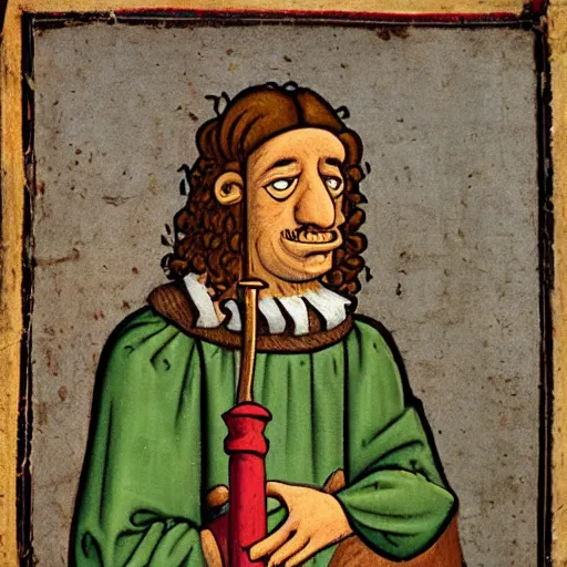 Image similar to medieval portrait of a muppet.