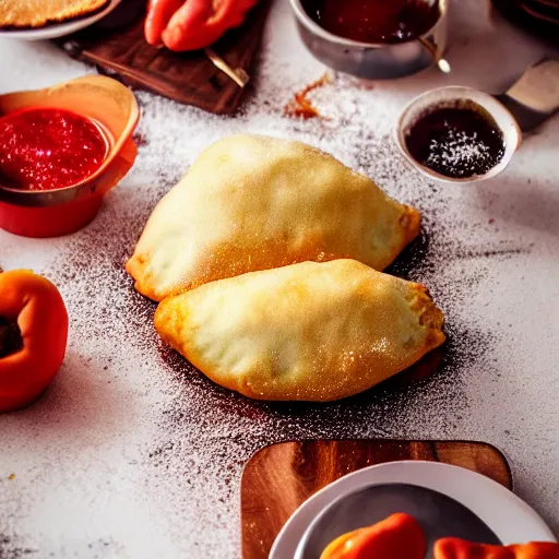 Image similar to a cake made of panzerotti, food photography