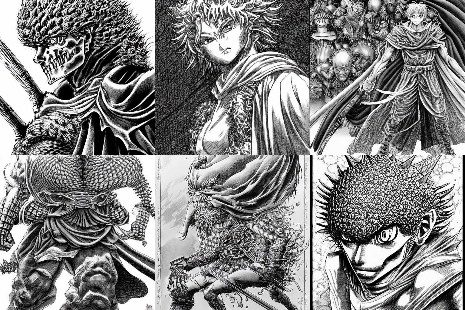 Prompt: character design by kentaro miura, hyper-detailed