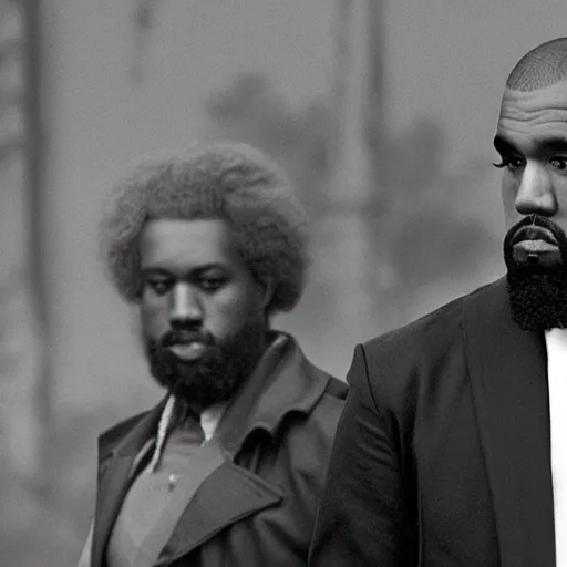 Image similar to kanye playing karl marx in a movie, photo