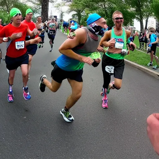 Image similar to GoPro footage of an alien running a marathon