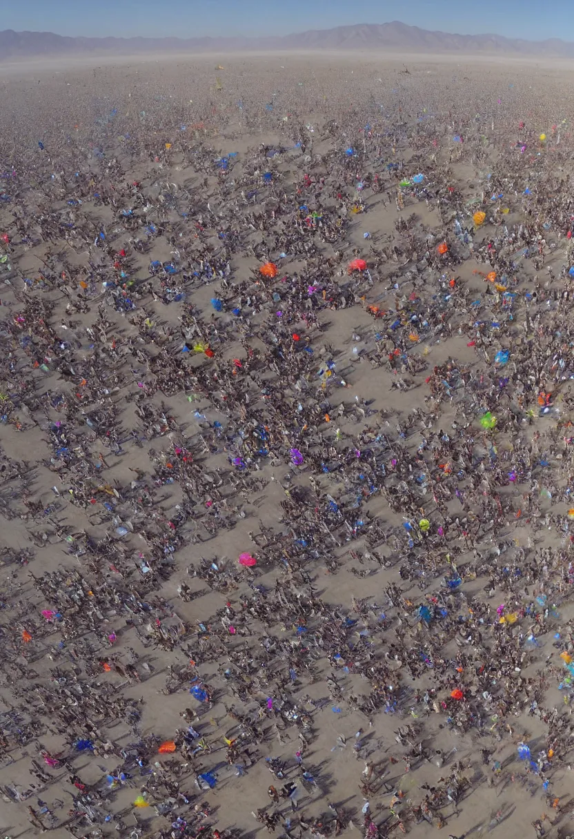 Image similar to burning man festival going wild, close up, photorealistic, hd