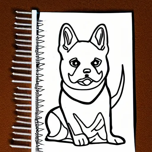 Prompt: Shiba Inu coloring book page, black and white