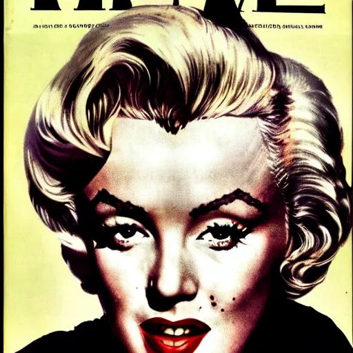 Prompt: marilyn monroe old, time magazine cover, photography, detailed