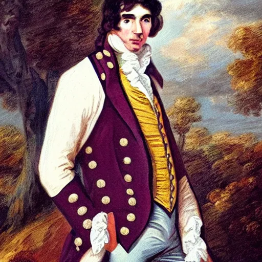 Image similar to regency era painting of a young george harrison in the style of thomas gainsborough