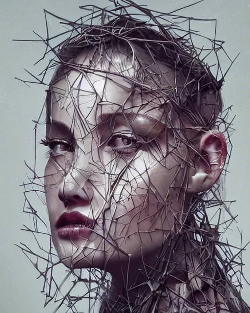 Prompt: portrait of a woman made of branches. intricate abstract. intricate artwork. by tooth wu wlop beeple dan mumford. trending on artstation