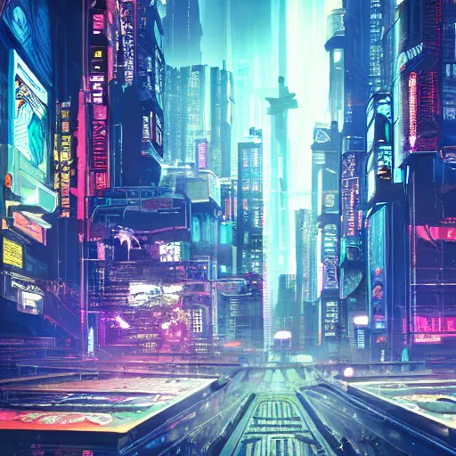 Image similar to photo of a cyberpunk city