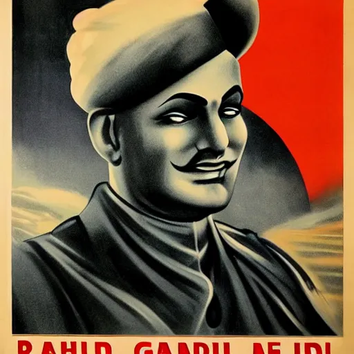 Image similar to propaganda posters of ghandiin the style of the german 1 9 4 0's recruitment posters, evil, 4 k