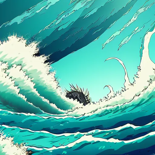 Beautiful Anime Styled Waves Illustration, Big Dangerous Ocean, Ai  Generated Image Stock Illustration - Illustration of blue, sunshine:  275628439