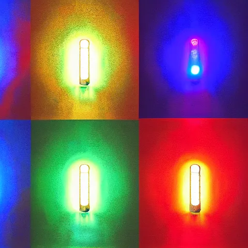 Image similar to a blue, red and yellow light