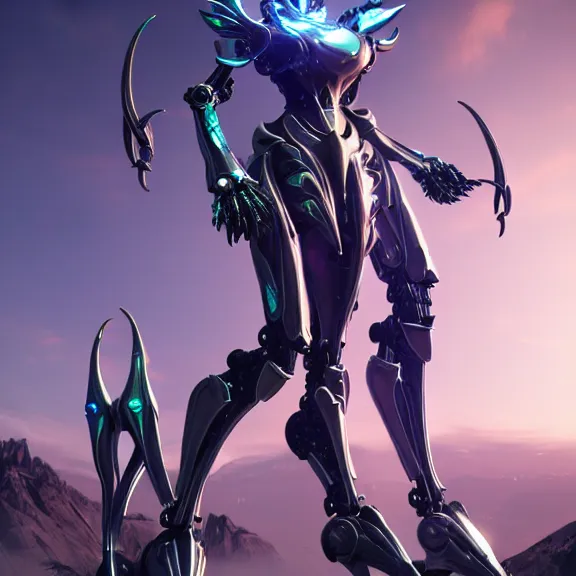 Image similar to extremely detailed front shot of a giant 1000 meter tall beautiful stunning saryn prime female warframe goddess, that's an anthropomorphic hot robot mecha female dragon, silver sharp streamlined armor, detailed head, sharp claws, glowing Purple LED eyes, sitting cutely in the background, rump on top of a mountain below her, a tiny forest with a village in the foreground, in front of her, fog rolling in, dragon art, warframe fanart, Destiny fanart, micro art, macro art, giantess art, fantasy, goddess art, furry art, furaffinity, high quality 3D realistic, DeviantArt, artstation, Eka's Portal, HD, depth of field