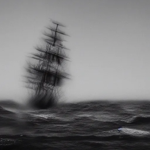 Prompt: a ship sailing at the roughest sea, cinematic