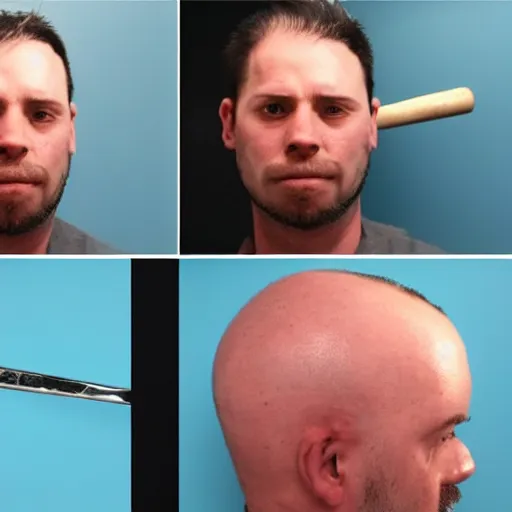 Prompt: surgery unintentionally leaves man's head exactly like a baseball bat