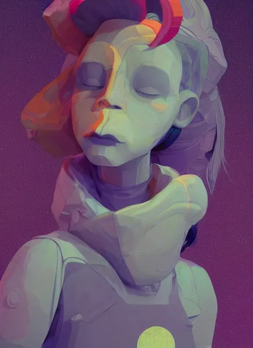 Image similar to colourful caricature - 3 d vfx art - of a the moon, art style by james jean & hsiao - ron cheng, character concept art, unreal engine render, digital illustration, sharp, intricate detail, volumetric light, ray tracing, soft light, symmetric, pinterest, artstation, behance,
