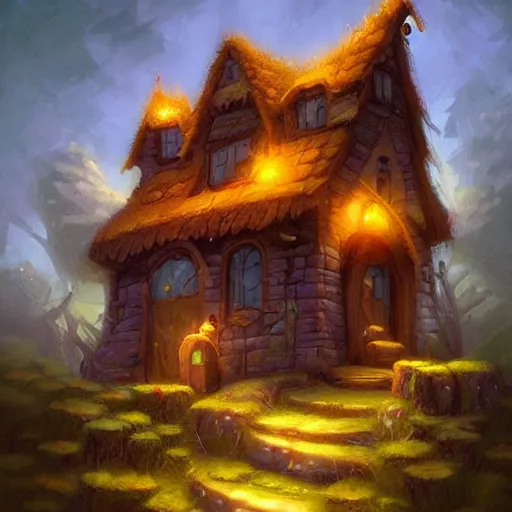 Image similar to a highly detailed fantasy digital art of a house made of cheese by andreas rocha