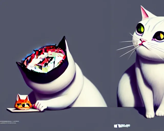 Prompt: Sushi cat, sharp focus, a cat made of Shush, photography by Artgerm and Greg Rutkowski and WLOP