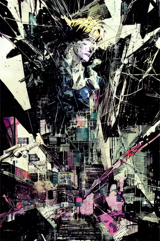 Image similar to cyberpunk dreaming by bobby zeik and bill sienkiewicz and david mack and dave mckean