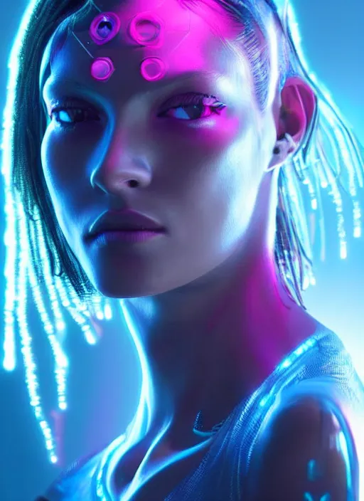 Image similar to a latino female humanoid, cyber neon lighting, futurism, cyberpunk high fashion, glamor profile pose, hyper photorealistic, intricate futuristic jewelry, crispy quality, digital photography, trending in artstation, trending in pinterest, cinematic, 4 k ultra hd, art by pascal blanche, art by greg rutkowski,