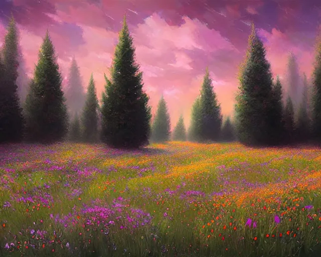 Prompt: Astral flower meadow, andreas rocha