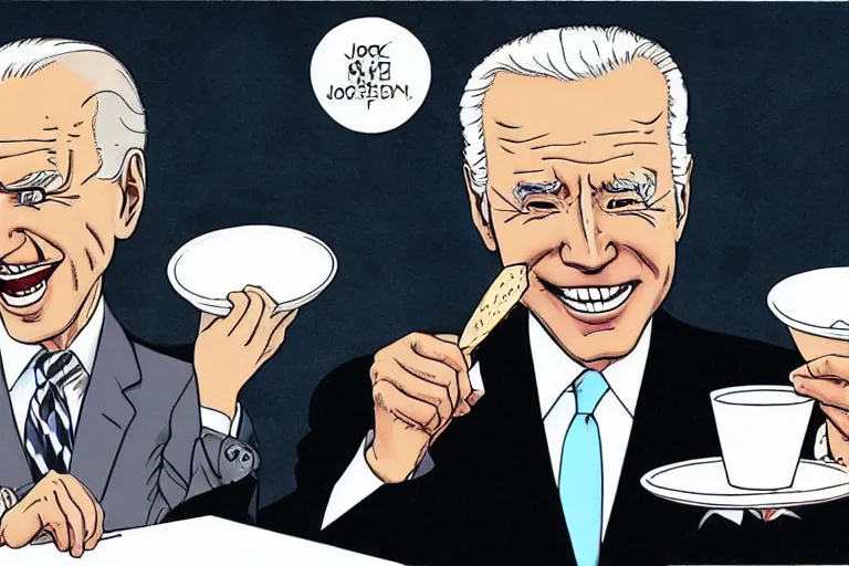 Prompt: joe Biden eating ice cream, Junji Ito