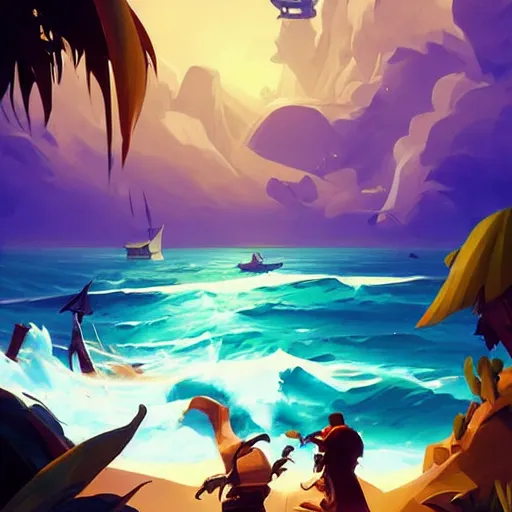 Image similar to painting treasure on sea of thieves game smooth median photoshop filter cutout vector, behance hd by jesper ejsing, by rhads, makoto shinkai and lois van baarle, ilya kuvshinov, rossdraws global illumination