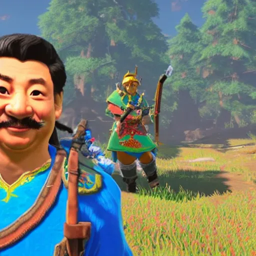 Prompt: screenshot of xi jinping in zelda breath of the wild, good graphic, highly detailed, rtx engine, nvidia geforce