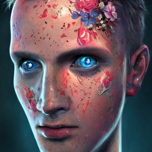Prompt: the man with the floral eyes, internet photo, digital legend, paranormal, digital painting, ultradetailed, artstation, oil painting, ultradetailed, artstation
