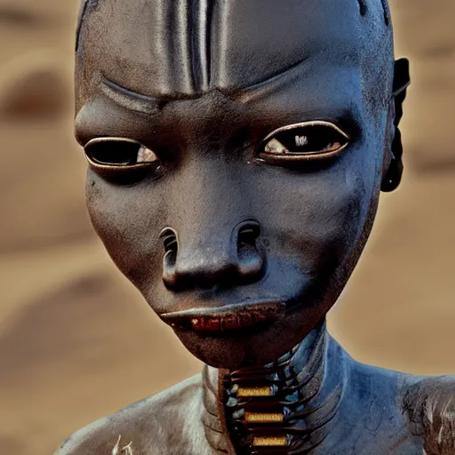 Prompt: android himba girl, hr giger