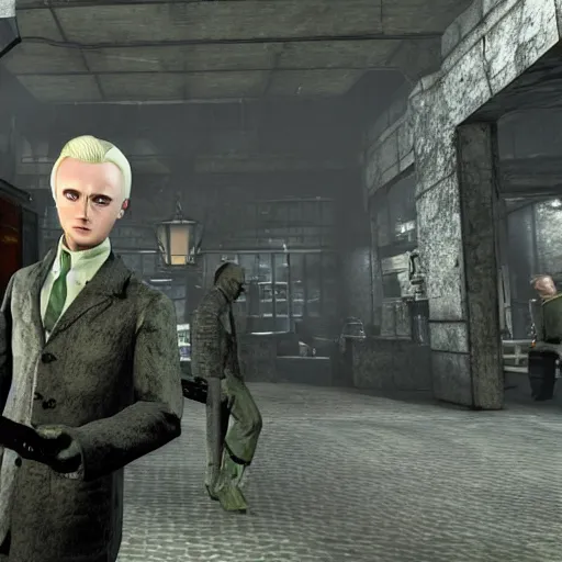 Image similar to Draco Malfoy! in the call of duty zombies map Tranzit, screenshot!!, BO2 Tranzit!!!,