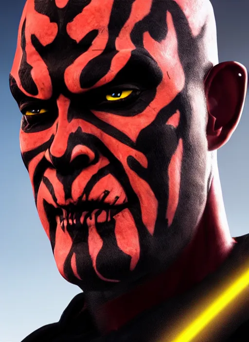 Image similar to highly detailed portrait darth maul with yellow eyes in gta v, unreal engine, fantasy art by greg rutkowski, global illumination, radiant light