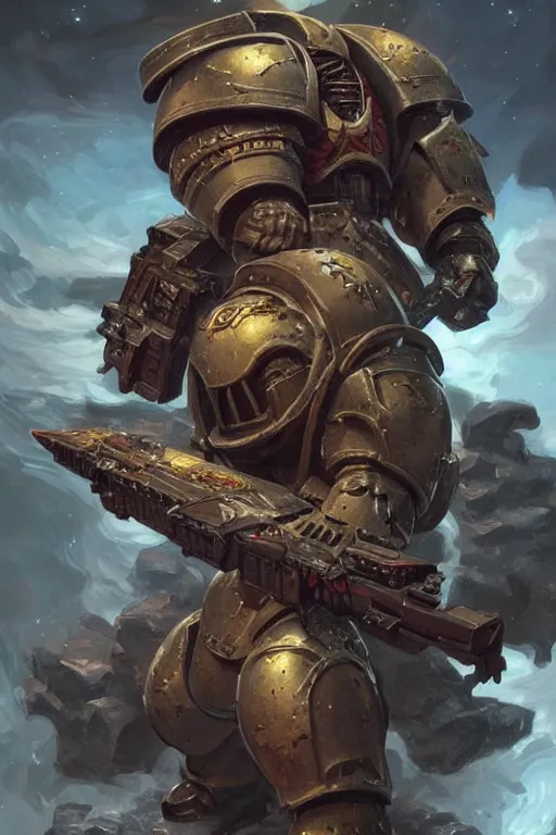 Image similar to beautiful cottagecore warhammer 40k space marine. intricate, elegant. highly detailed, digital painting, artstation, concept art, smooth, sharp, focus, illustration. . art by artgerm and greg rutkowski and alphonse mucha