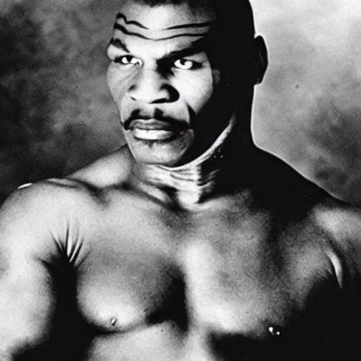 Image similar to mike tyson as dracula in the 1 9 2 2 film, black and white