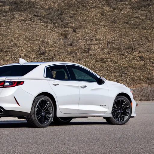 Prompt: a 2019 Chevy Malibu, wrapped in american flag colors