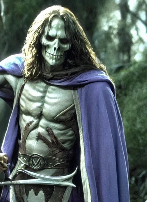 Image similar to movie still of skeletor as aragorn in lord of the rings, 8 k, hd