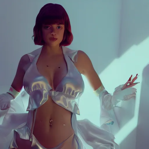 Image similar to detailed film still of mary winstead wearing a playboy bunny outfit, 8 k, by greg rutkowski, artgerm, global illumination