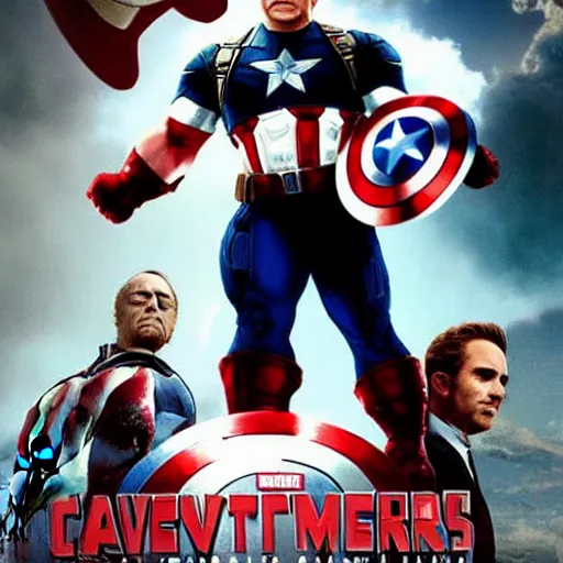 Image similar to movie poster of Danny Devito as Captain America in the Avengers