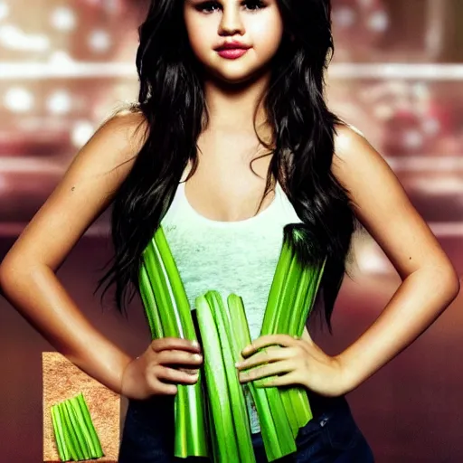 Prompt: selena gomez as celery photoshop