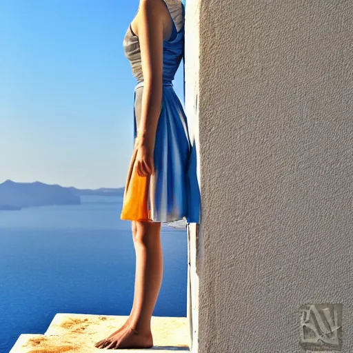 Image similar to the maiden standing on the balcony overlooking the aegean sea by andrew