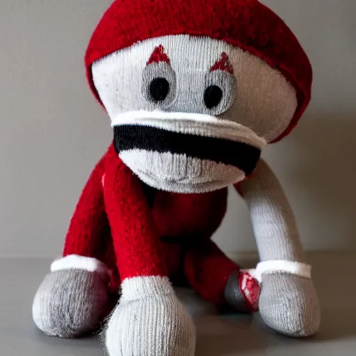 Prompt: A creepy sock monkey